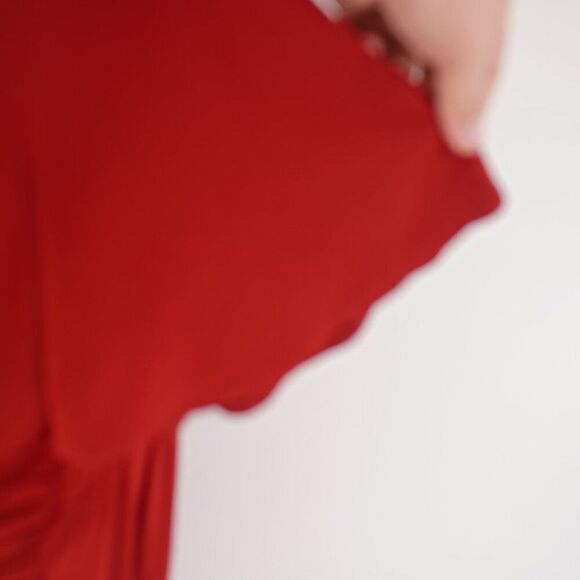 Lane Bryant V-Neck Wrap Red Shift Flutter Sleeve Dress 18 / 20 Nylon Polyester - Picture 4 of 8